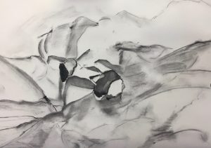 Pencil sketch of what could be crumpled paper