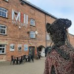 Exterior of The Mill with the pirate statue