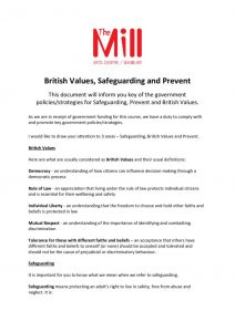thumbnail of British Values, Safeguarding and Prevent